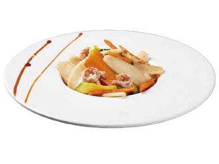 1000. Gnocchi di riso con gamberi e verdure