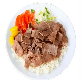 Plato De Carne Con Arroz Y Ensalada