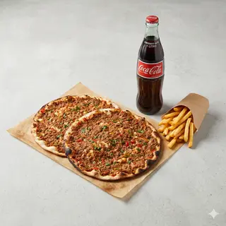 Menú Pizza 2 Uds. + Patatas + Coca-Cola 1 Lt.