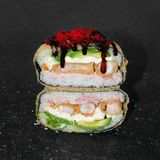 Суші-бургер зі сніговим крабом і креветкою