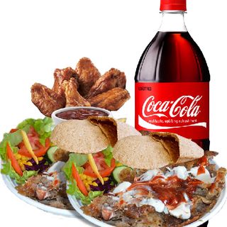 2 Kebab En Plato+2 Pan De Pita+6 Alitas De Pollo+Coca-Cola (1.25 Lt.)