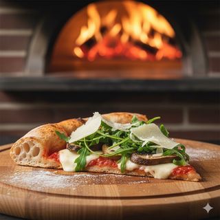 Rucola, porcini e grana al trancio