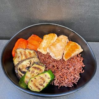 Salmon veg rice
