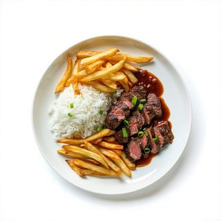 Plato carne +aroz +patatas