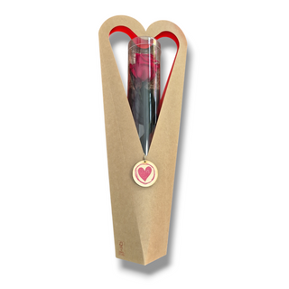 Cesta cartón con rosa preservada 