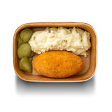 Пюре з котлетою по-київськи та огірком