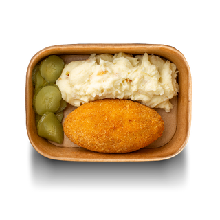 Пюре з котлетою по-київськи та огірком