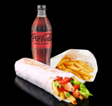 Grand Kebab de pui + Cartofi pai + sos + Coca-Cola
