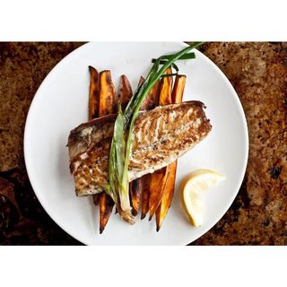 Roasted Yam And Mackerel Fish