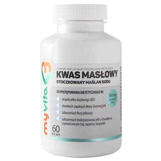 Kwas masłowy otoczkowany maślan sodu 360 mg 60 kapsułek vege - MyVita
