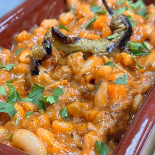 Печен боб с манатарки 