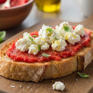 Tostada de tomate con queso blanco