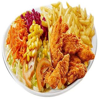 Chicken wings Prato (4pcs) com batatas fritas e salad