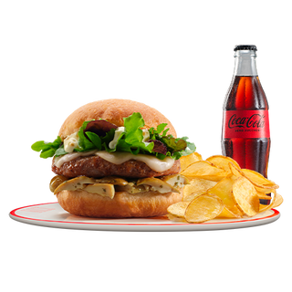 Menu Bomba hamburger ai porcini e Chips