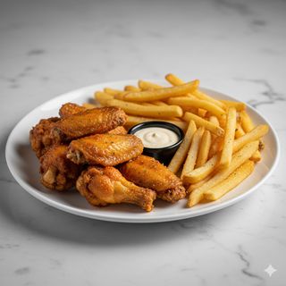 Tapa De Alitas Con Patatas Fritas