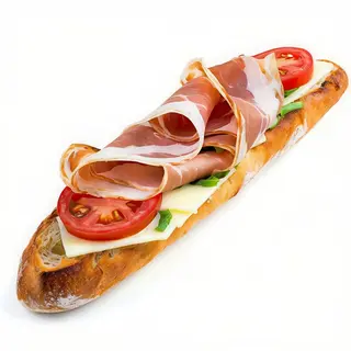 Bocadillo De Tomate, Jamón Serrano Y Queso