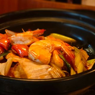 Gamberetti piccanti in wok