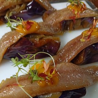 Berenjena Con Sardina Ahumada