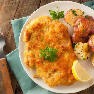 Escalope especial de la casa con jamón y queso fundido (medio) para 2