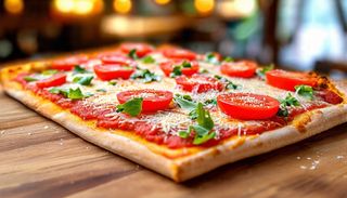 Pizza Primavera Con Salsa Rosa (30 X 40 Cm.)