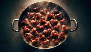 Пилешки сърца на тиган