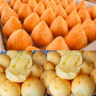 30 coxinhas + 10 pães de queijo
