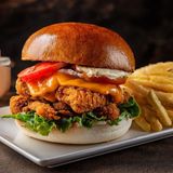 Chicken Crispy Burger and chips