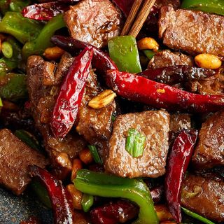 Gongbao beef served with rice