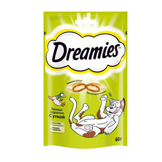Лакомство для кошек Dreamies подушечки с уткой, 60г  4607065375096
