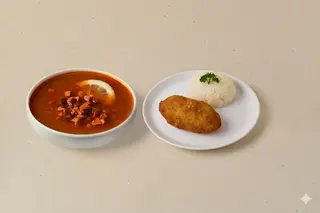 Солянка и Котлета по-Киевски с гарниром