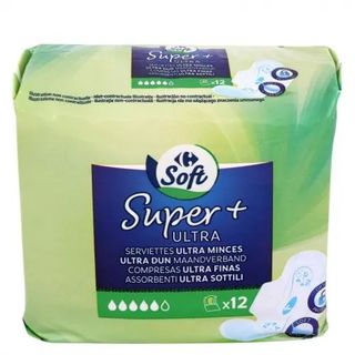 Compresas Ultra Fina Con Alas Super Carrefour 12 Ud.