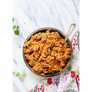 Matooke, brown rice and chicken soup