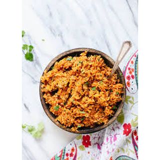 Matooke, brown rice and chicken soup