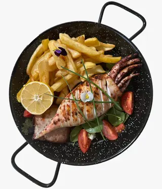 Calamar grill umplut cu brânză feta și roșii cherry ( 515g )