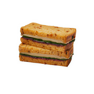 Sandwich de mousse de pato y pollo con mermelada de arándanos