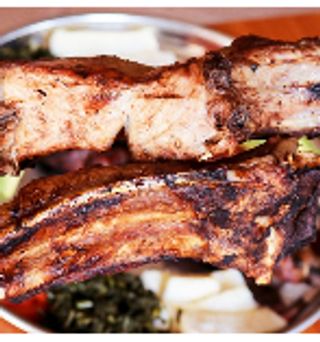 2 Pork Ribs (Cassava, Greens and Avocado)