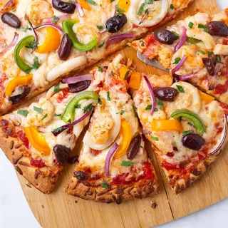 Seafood Pizza (Thin Crust Pizza With Octopus, Calamari, Prawns)