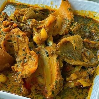 Goatmeat mixed with shaki and pomo