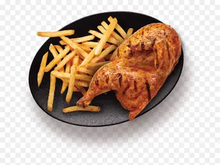Half oven roasted chicken and chips