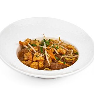 210 Spaghetti di soia con gamberi