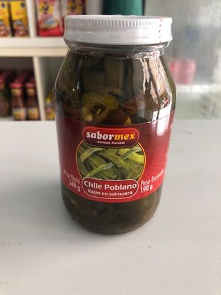 Chile Polano Rajas En Salmuera, Sabormex, 340G