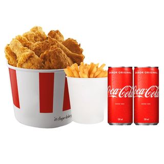 CUBO Pollo 8 Pieza de pollo + 1 patatas + 2 lata coca cola