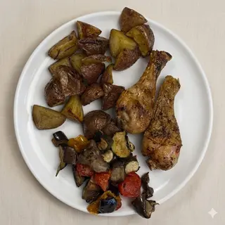 Coppia di fusi + patate + verdure del giorno
