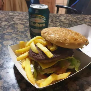 Menú hamburguesa de pollo o ternera