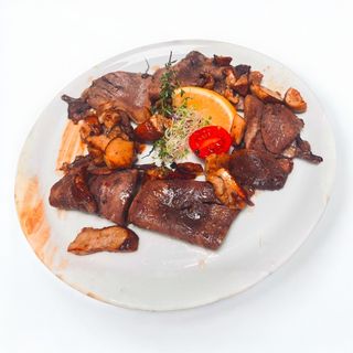 Телешки език с манатарки, чесън и мащерка - 200гр