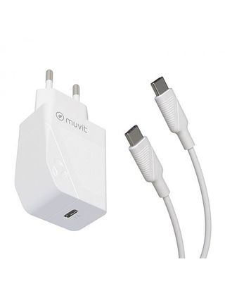 Cargador Muvit For Change Usb-C 20W Blanco 1M - 3663111153590
