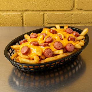 Patatine con Wurstel e Cheddar