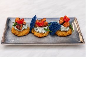 Картофени рьощи със спаначен мус и сьомга (280 г)