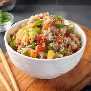 Рис з морепродуктами у вершковому соусі (350г)