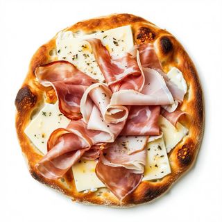 Pizza bianca prosciutto e mozzarella - al piatto